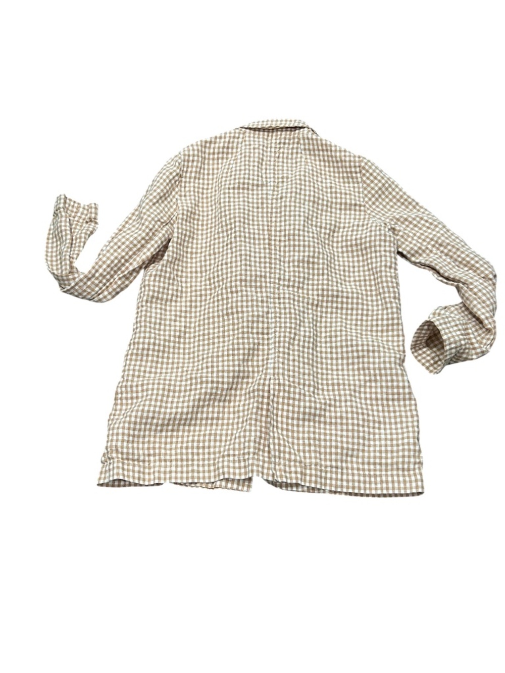 Madewell Linen Blazer Jacket Women's Size S Small Tan Gingham - Picture 4 of 4